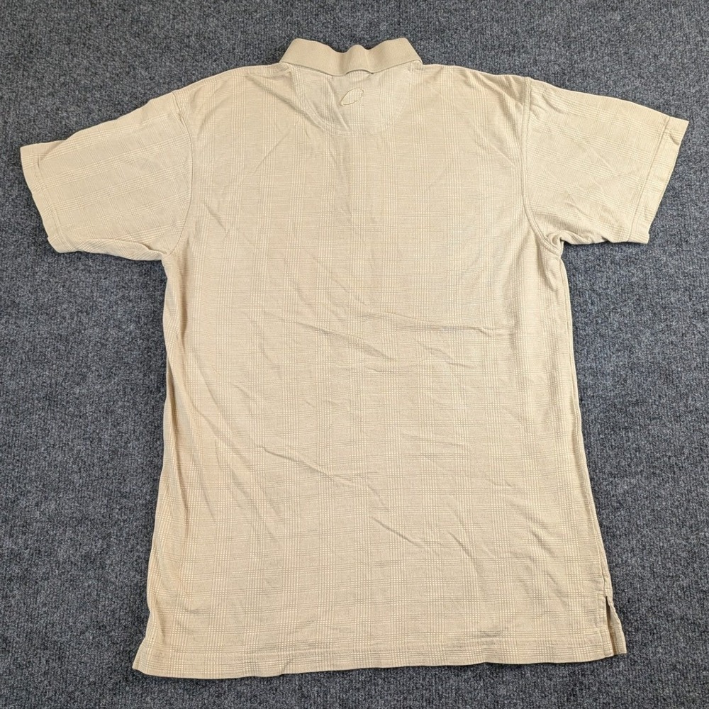 Aureus Bamboo Tech Mens Polo Shirt Tan Textured Plaid Short Sleeve Size L - Picture 3 of 14
